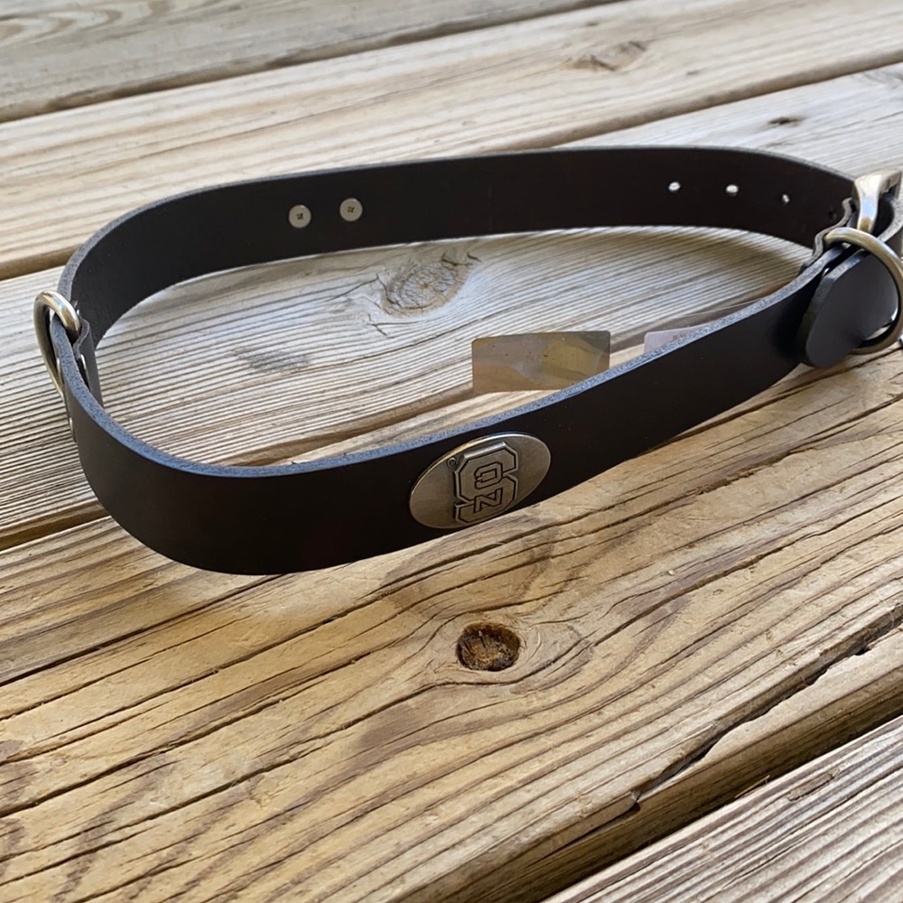 North Carolina State Brown Leather Dog Collar
